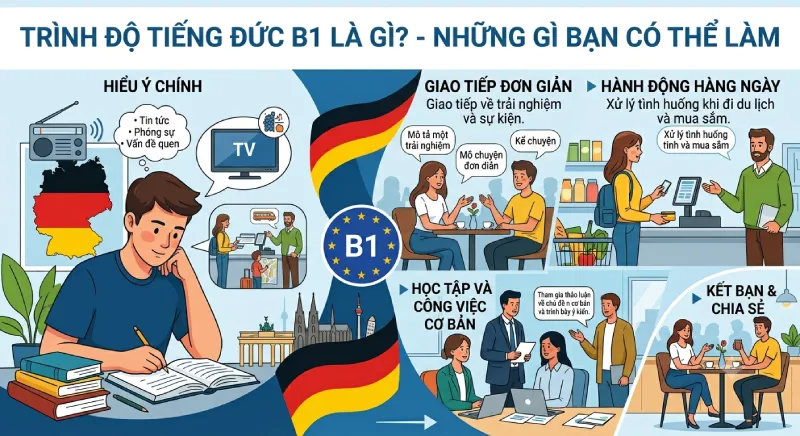 B1 tiếng Đức sang Đức có đủ dùng không? B1 tiếng Đức là gì?