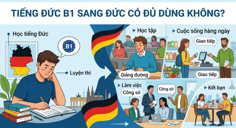 B1 tiếng Đức sang Đức có đủ dùng không? B1 tiếng Đức sang Đức có đủ dùng không?