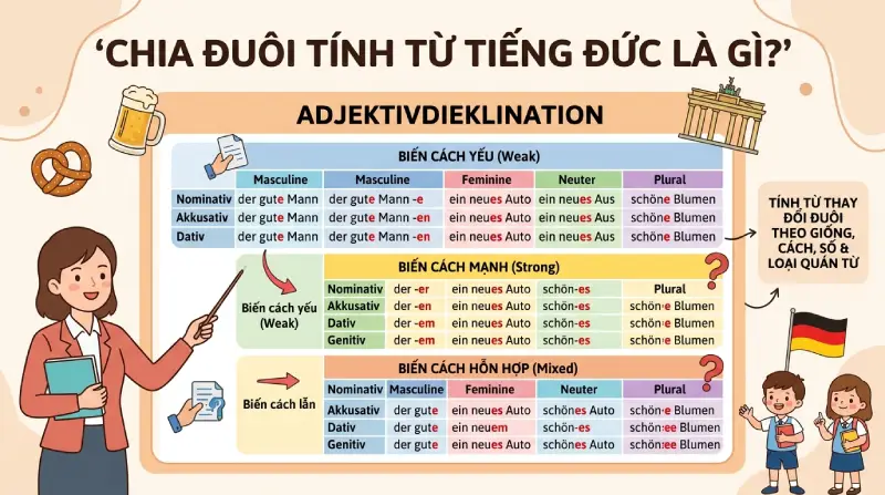 Chia đuôi tính từ tiếng Đức là gì?