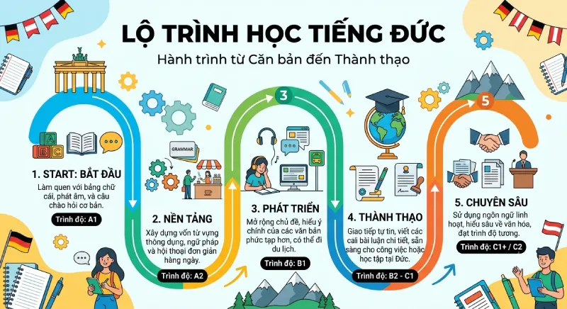 Lộ trình học tiếng Đức cho người mới bắt đầu từ A1 đến C1 Lộ trình học tiếng Đức cho người mới bắt đầu từ A1 đến C1